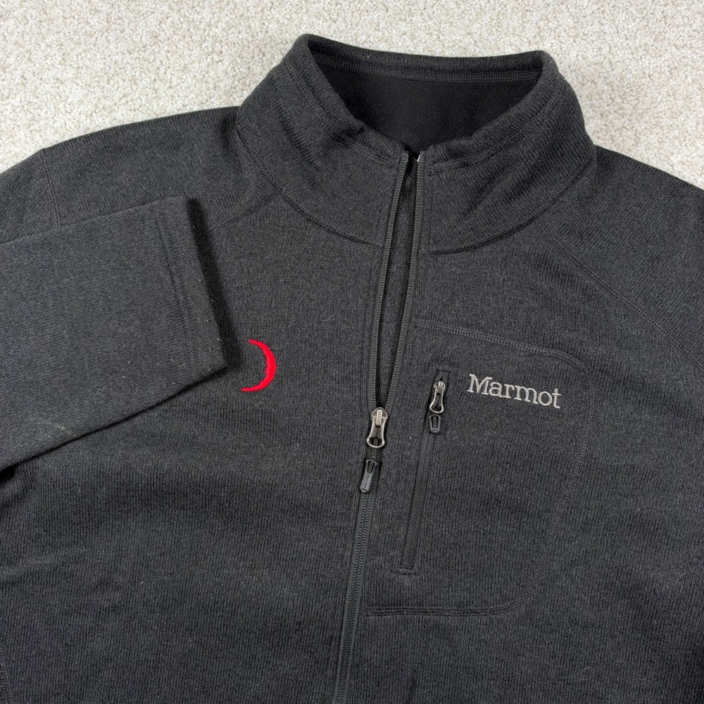 Marmot Fleece Jacket Mens XL Black Full Zip Busted Moon Outfitters CC-499